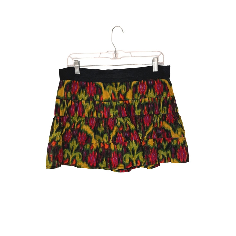 Jessica Simpson Mini Skirt Tie-Dye Boho Bohemian Multicolor Ikat Stretch Medium
